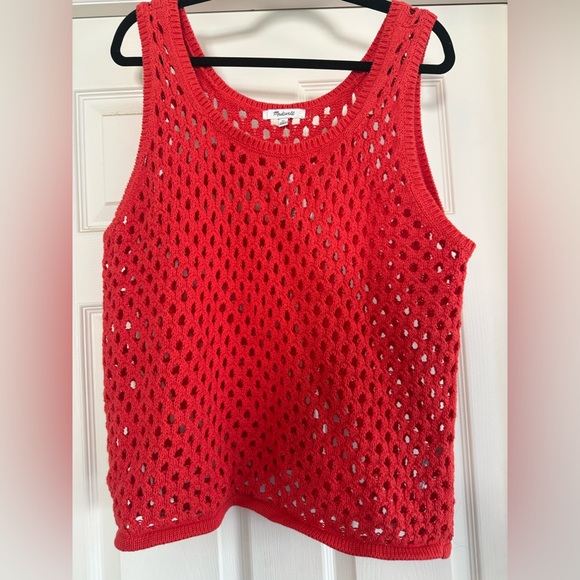 Madewell Tops - Madewell Bright Red Open-Knit Tank Top